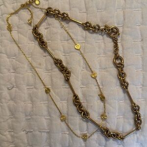 Madewell station necklace and vintage gold choker set